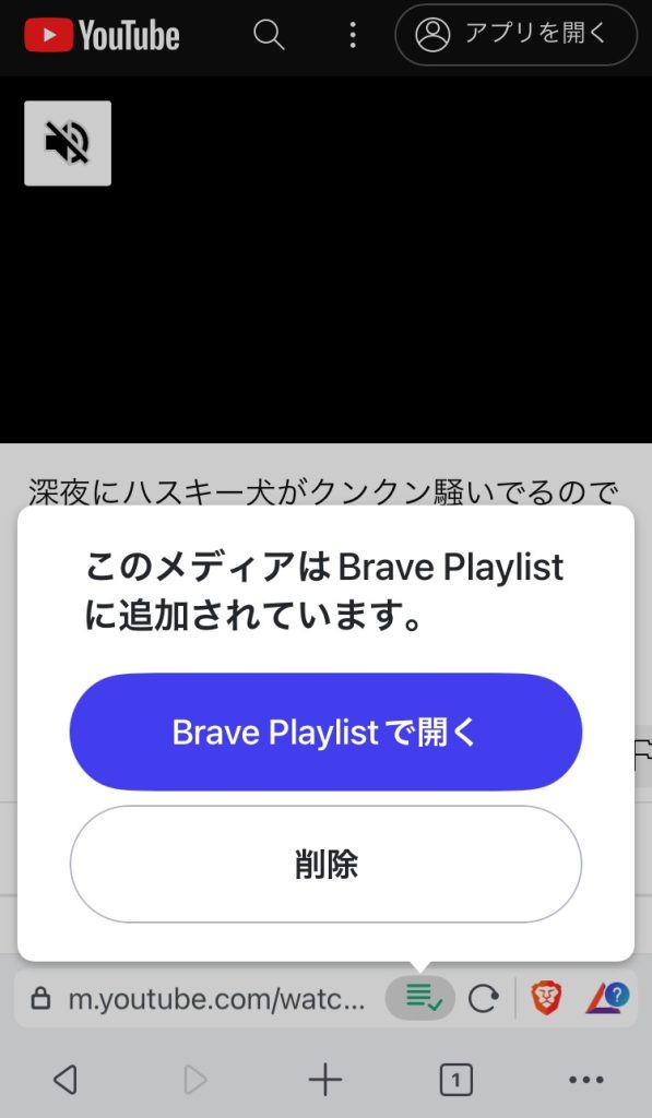 Brave Playlistに動画を保存する3
